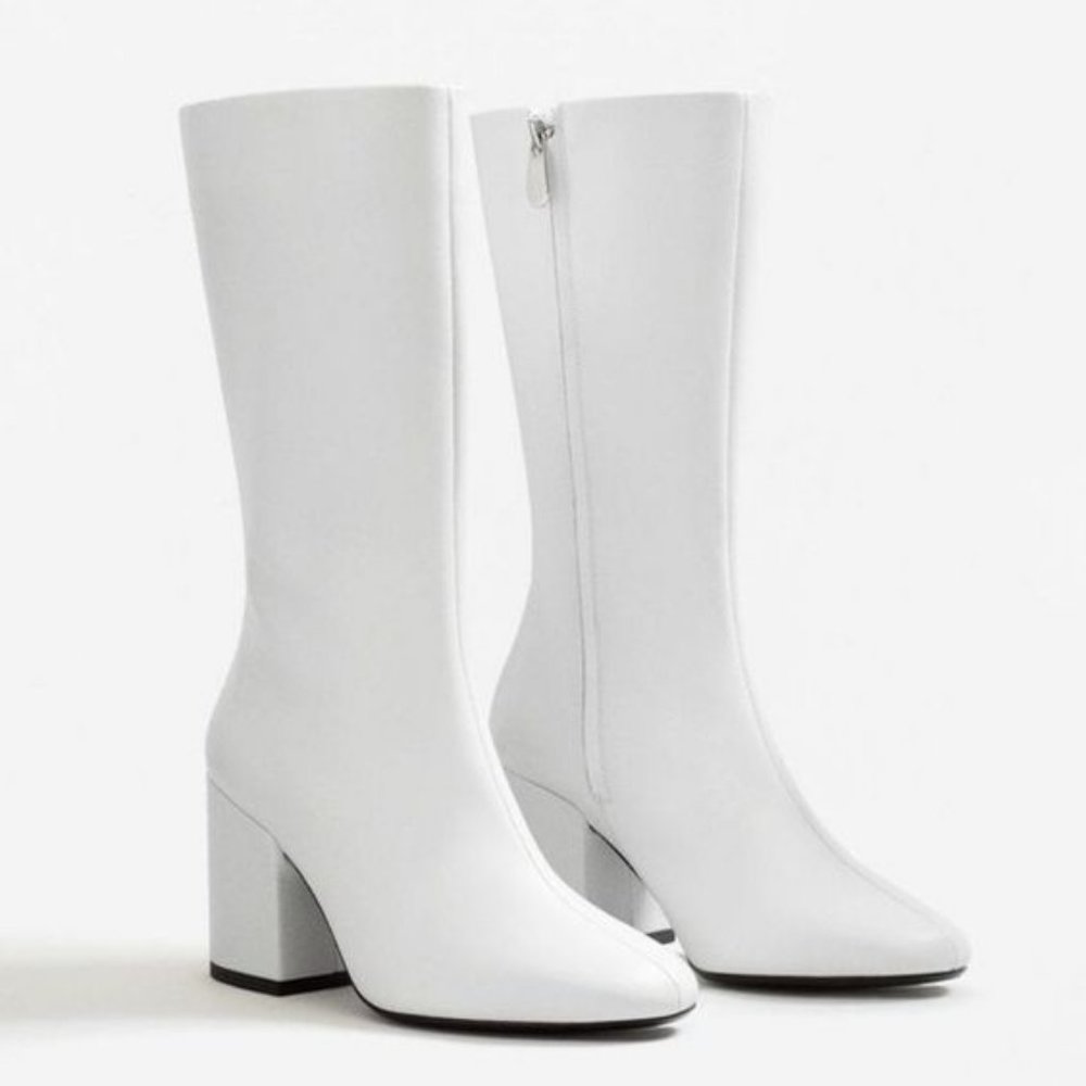 DO NOT BUY ISO Mango White leather boots with zipper size 8 or 8.5